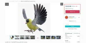 GoldFinch - BLENDER Low-poly 3D model.webp