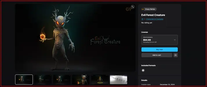 Game Ready character of forest creature. Evil one.webp