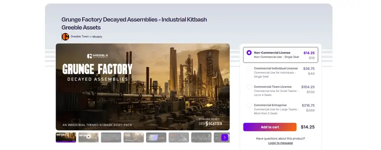 Grunge Factory Decayed Assemblies - Industrial Kitbash Greeble Assets.webp