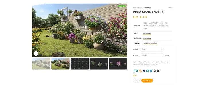 Professional Plant Asset Collection for 3D Environments  Vol. 34 for 3ds Max and Maya.webp