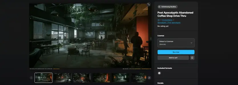 Post Apocalyptic Abandoned Coffee Shop Drive Thru – 3D Environment Design.webp