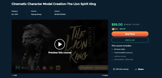 Cinematic Character Model Creation-The Lion Spirit King.webp