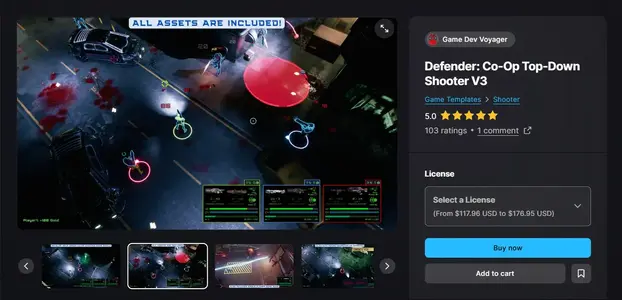 Defender Co-Op Top-Down Shooter V3  Game Template for Unreal Engine  Multiplayer Action Frame...webp